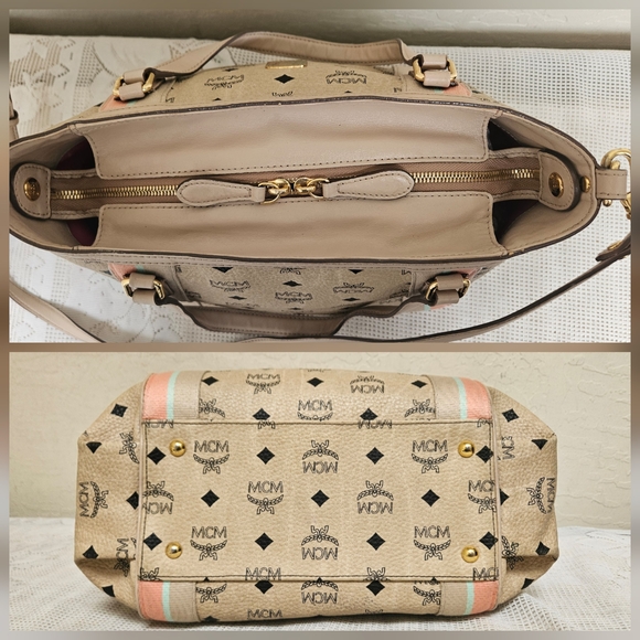 MCM Cream Handbag With Long Handle Satchel AUTHENTIC - Picture 15 of 16